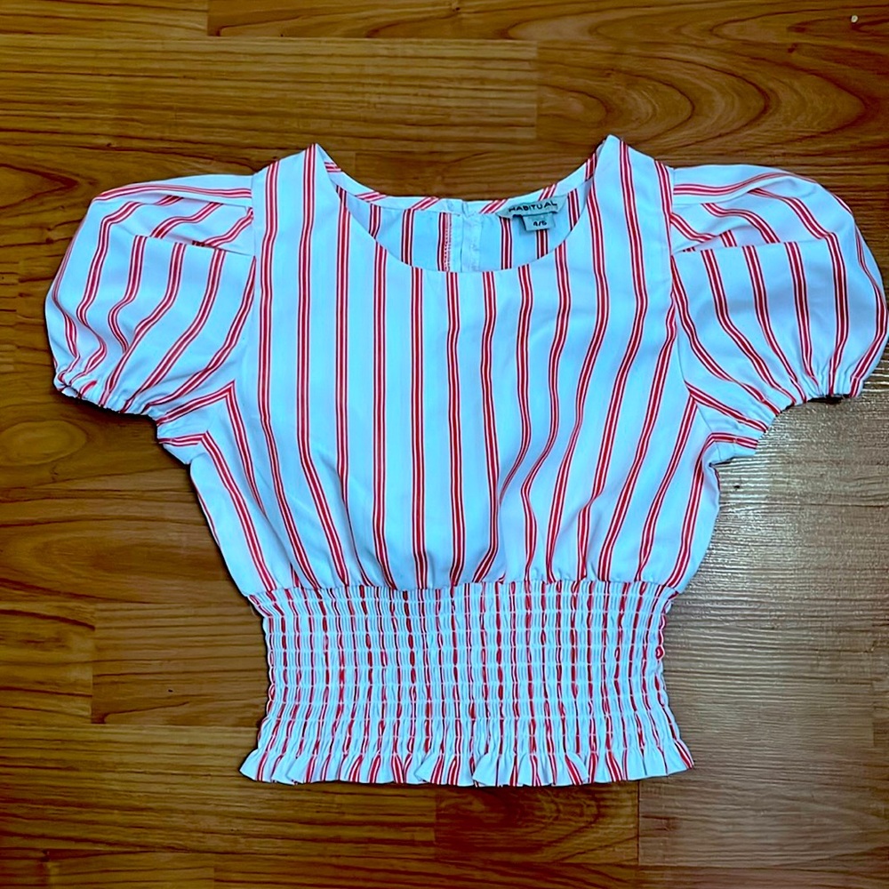 NWOT Habitual Kids stretch striped blouse top Sz 4-5